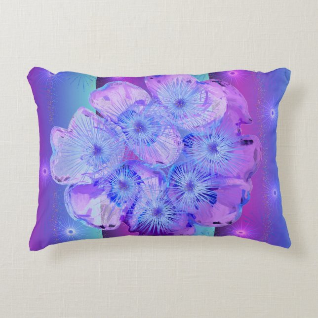 Crown of Thorns Digital Design Rosa, Aquamarin & B Dekokissen (Vorderseite)