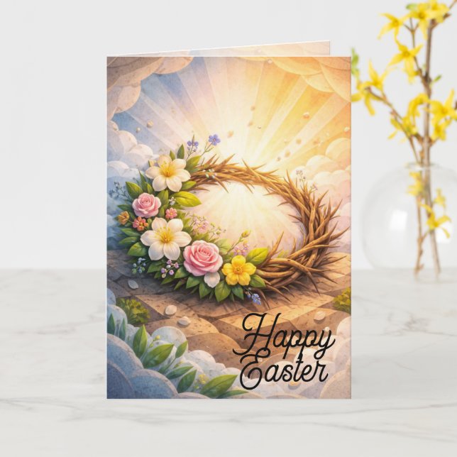Crown of Thorns Vertical Folded Easter Card Karte (Gelbe Blume)