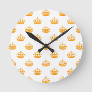 Crown Orange Runde Wanduhr