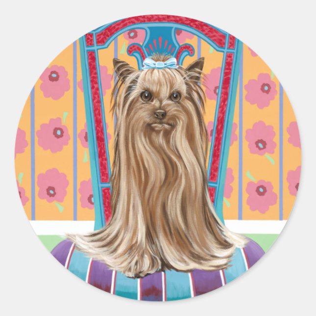 Crown Princess Yorkie Runder Aufkleber (Vorderseite)