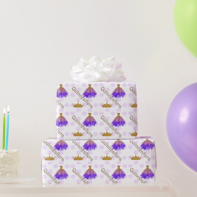 Crown Quinceanera Wrapping Paper Geschenkpapier (Partygeschenke)