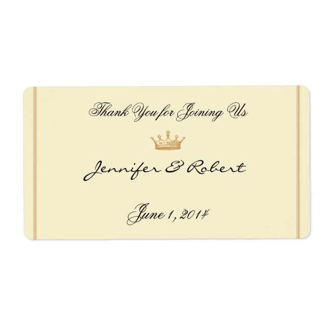 Crown Regency in Gold Ivory Water Flasche Label (Vorne)