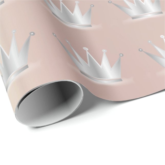 Crown Rose Gold Silberprinzessin Sweet 16. Geschenkpapier (Rolleneckpunkt)