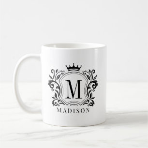 Crown Scrolls Monogram Kaffeetasse