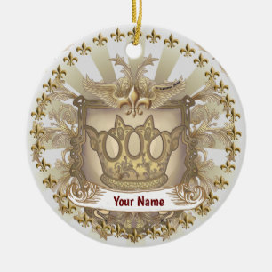 Crown Shield-Familienwappen-Nachname Keramik Ornament