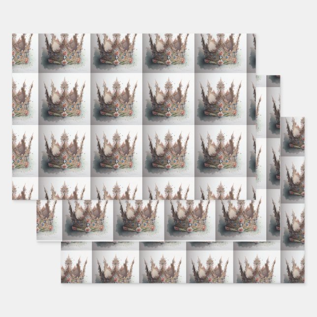 Crown Wrapping Paper Fit für eine Königin Geschenkpapier Set (Set)
