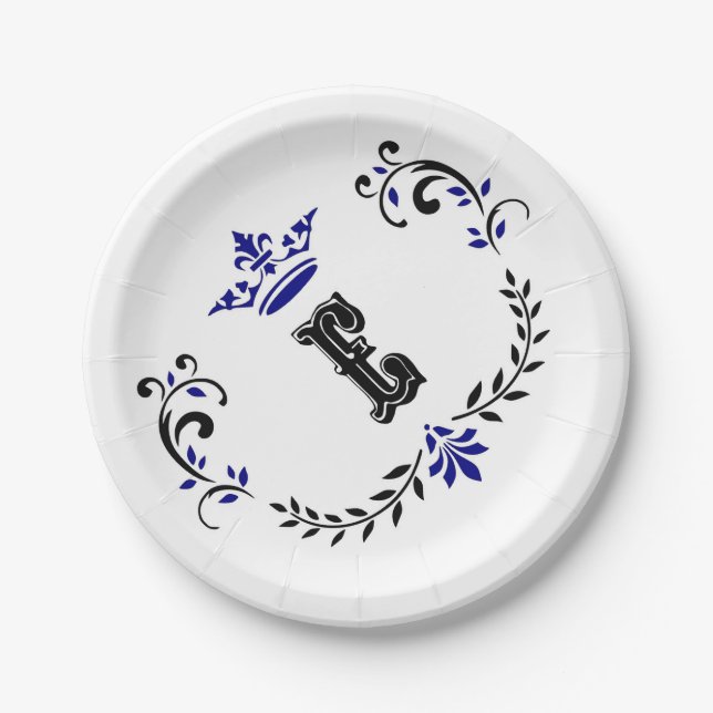 Crown Wreath Monogram 'E' Pappteller (Vorderseite)