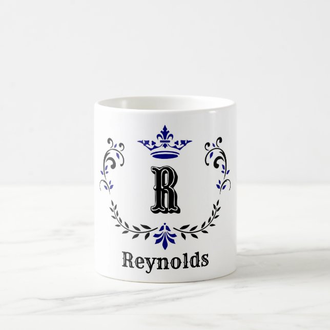 Crown Wreath Monogram "R" Personalisiert Kaffeetasse (Mittel)