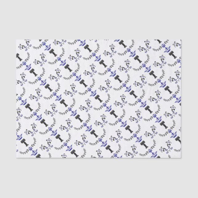 Crown Wreath Monogram 'T' Seidenpapier (Vorderseite)