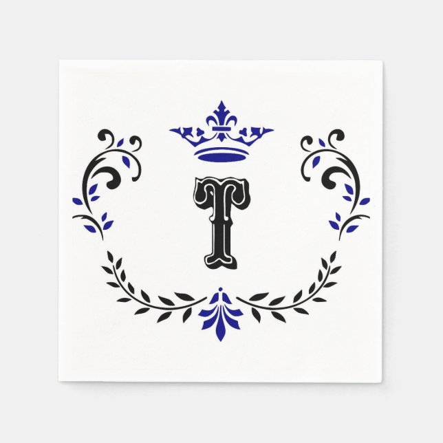 Crown Wreath Monogram 'T' Serviette (Vorderseite)