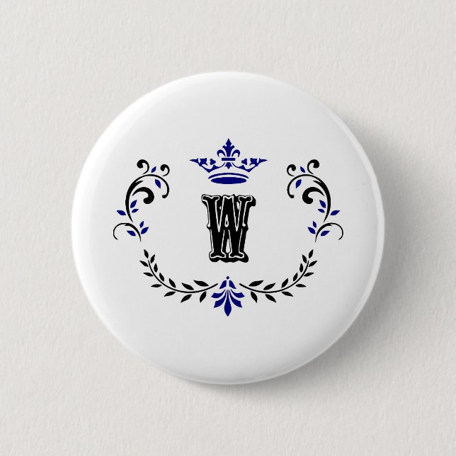 Crown Wreath Monogram 'W' Button (Vorderseite)