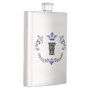 Crown Wreath Monogram 'W' Flachmann