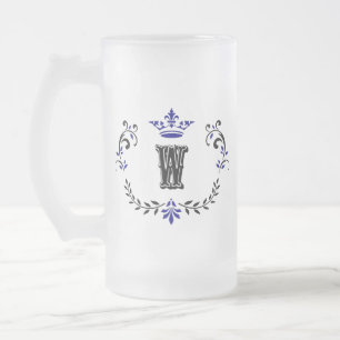 Crown Wreath Monogram 'W' Mattglas Bierglas