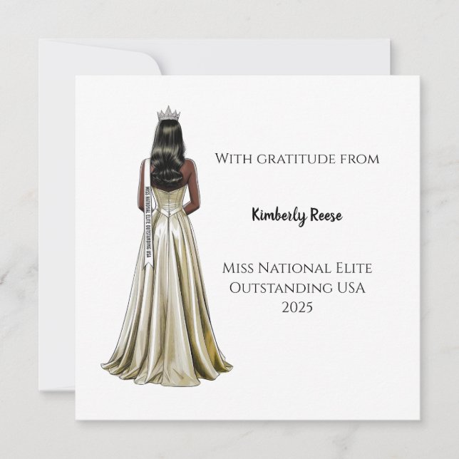 Crowned Beauty Queen Flat Thank You Card Dankeskarte (Vorderseite)