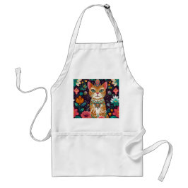 Crowned Bejewelled Cat Apron Schürze