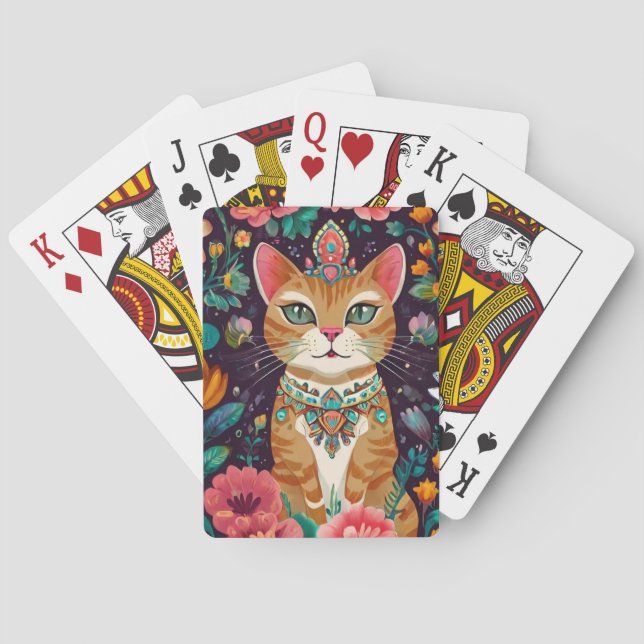 Crowned Bejewelled Cat Spielkarten (Rückseite)