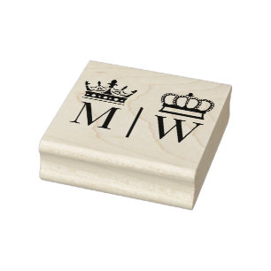 Crowned Bride Groom Wedding 2 Initial Monogram VS Gummistempel