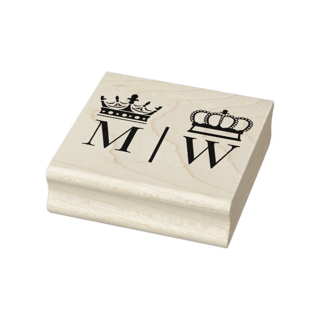 Crowned Bride Groom Wedding 2 Initial Monogram VS Gummistempel (Stempel)