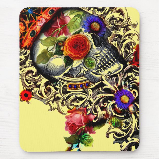 Crowned Floral Skull Mousepad (Vorne)