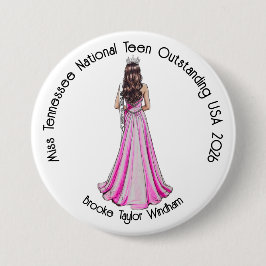 Crowned Queen Custom Pageant Button