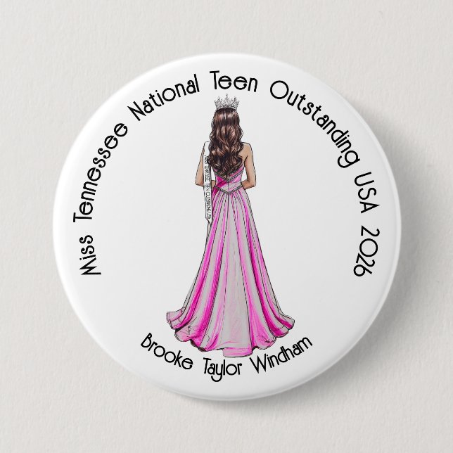 Crowned Queen Custom Pageant Button (Vorderseite)