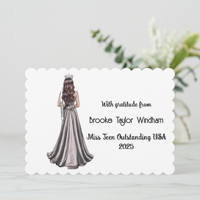 Crowned Queens Custom Pageant Thank You Card Dankeskarte (Stehend Vorderseite)
