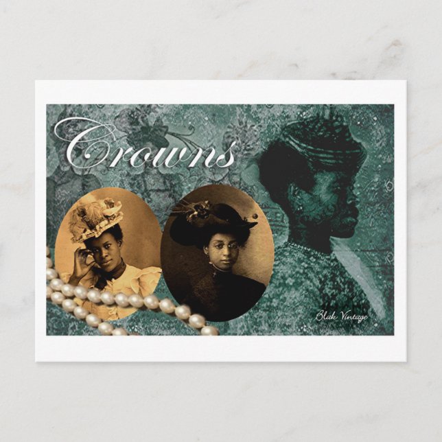 Crowns Blak Vintage Postkarte (Vorderseite)