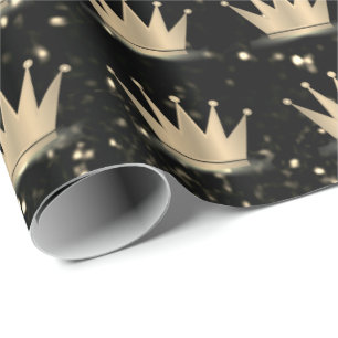 Crowns Glitzer Black Funkelnd Gold Abschluss Lux Geschenkpapier
