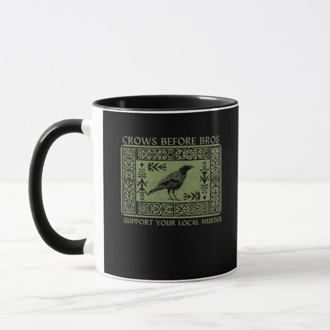 Crows Before Bros - Whimsigoth Fantasy Illustratio Tasse (Links)