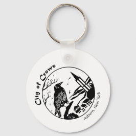 Crows Black and White Graphic City Schlüsselanhänger