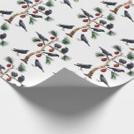 Crows Christmas Wrapping Paper Geschenkpapier<br><div class="desc">Auf diesem eleganten Urlaubspapier streichen Bäume mit roten Ziergegenständen.</div>