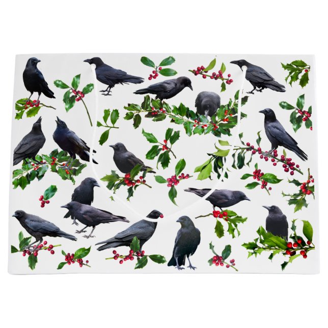Crows Holly Gift Bag Große Geschenktüte (Vorderseite)