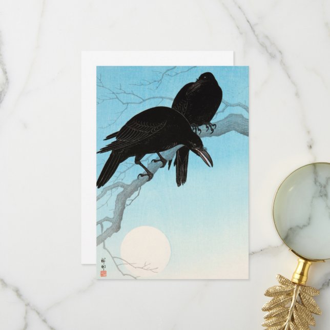 Crows in Moonlight von Ohara Koson Dankeskarte (Vorderseite/Rückseite Beispiel)