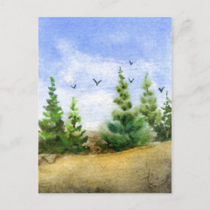 "Crows in Pines" - Landstraßen Postkarte