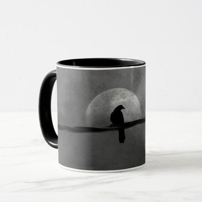 Crows Perched On A Wire  Tasse (Vorderseite Links)