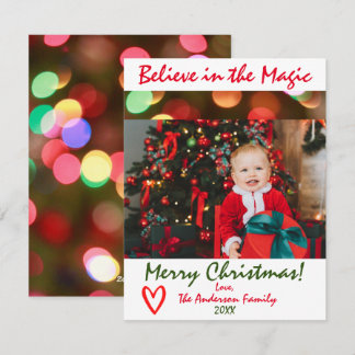 Croyez à la carte de Noël photo de magie de Noël