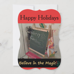Croyez en la carte de voeux de Noël magique (chat)