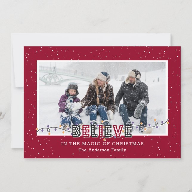 Croyez en la Magic Red Photo Cartes de Noël (Devant)