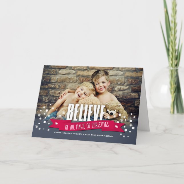 Croyez en la magie de la carte photo de Noël (Devant)