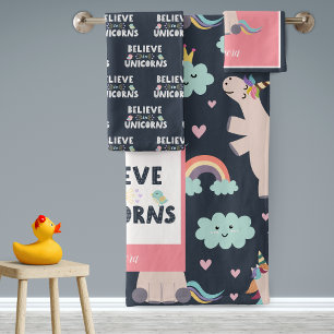 Croyez en Unicorns Bleu et Rose fille Motif enfant