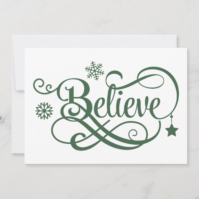 Croyez la carte de Noël Green Snowflakes Stars (Devant)
