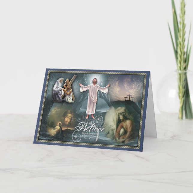 Croyez la carte de voeux chrétienne de Jésus Pâque (Devant)