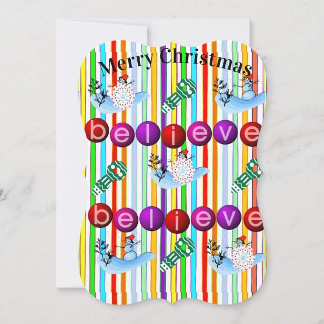 Croyez la carte de voeux de Noël Père Noël Snowman (Devant)