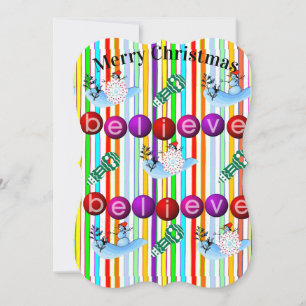 Croyez la carte de voeux de Noël Père Noël Snowman