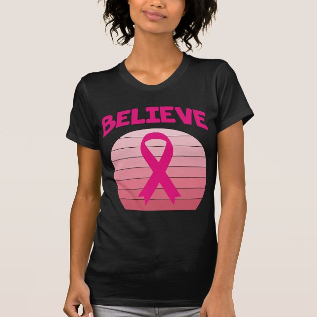 Croyez Pink Ribbon Retro T-Shirt (Devant)