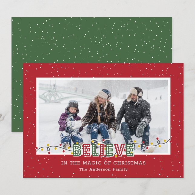 Croyez Red Green Photo Cartes de Noël (Devant / Derrière)