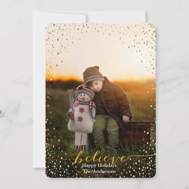 Croyez Sparkling Faux Foil Script | Carte pour les (Devant)