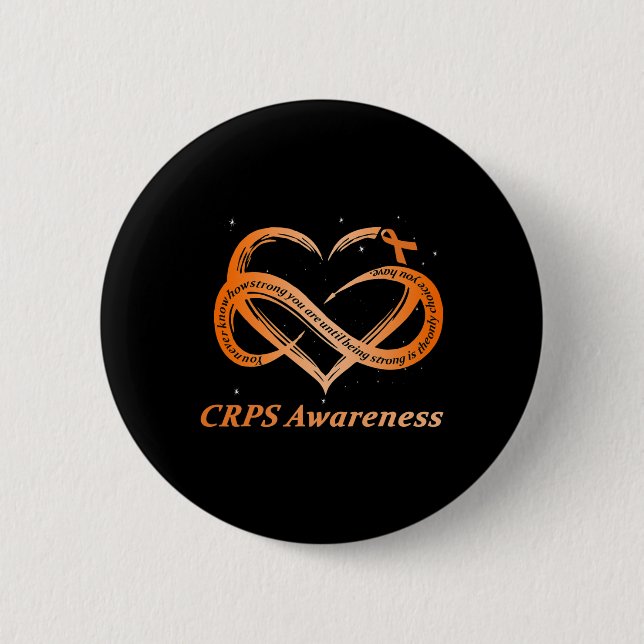 CRPS Awareness Chronische Schmerzen Orange Ribbon  Button (Vorderseite)