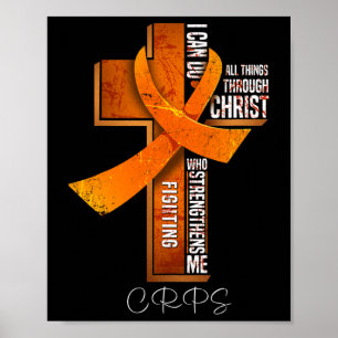 Crps Awareness Orange Ribbon Christlich Cross Poster