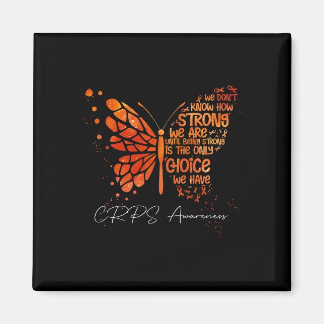 Crps Butterfly Orange Ribbon Crps Bewusstsein Magnet (Vorne)